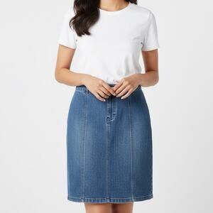 Geoffrey Beene Sport Women's Vintage Jean Skirt 4 Blue Denim Pencil Stretch